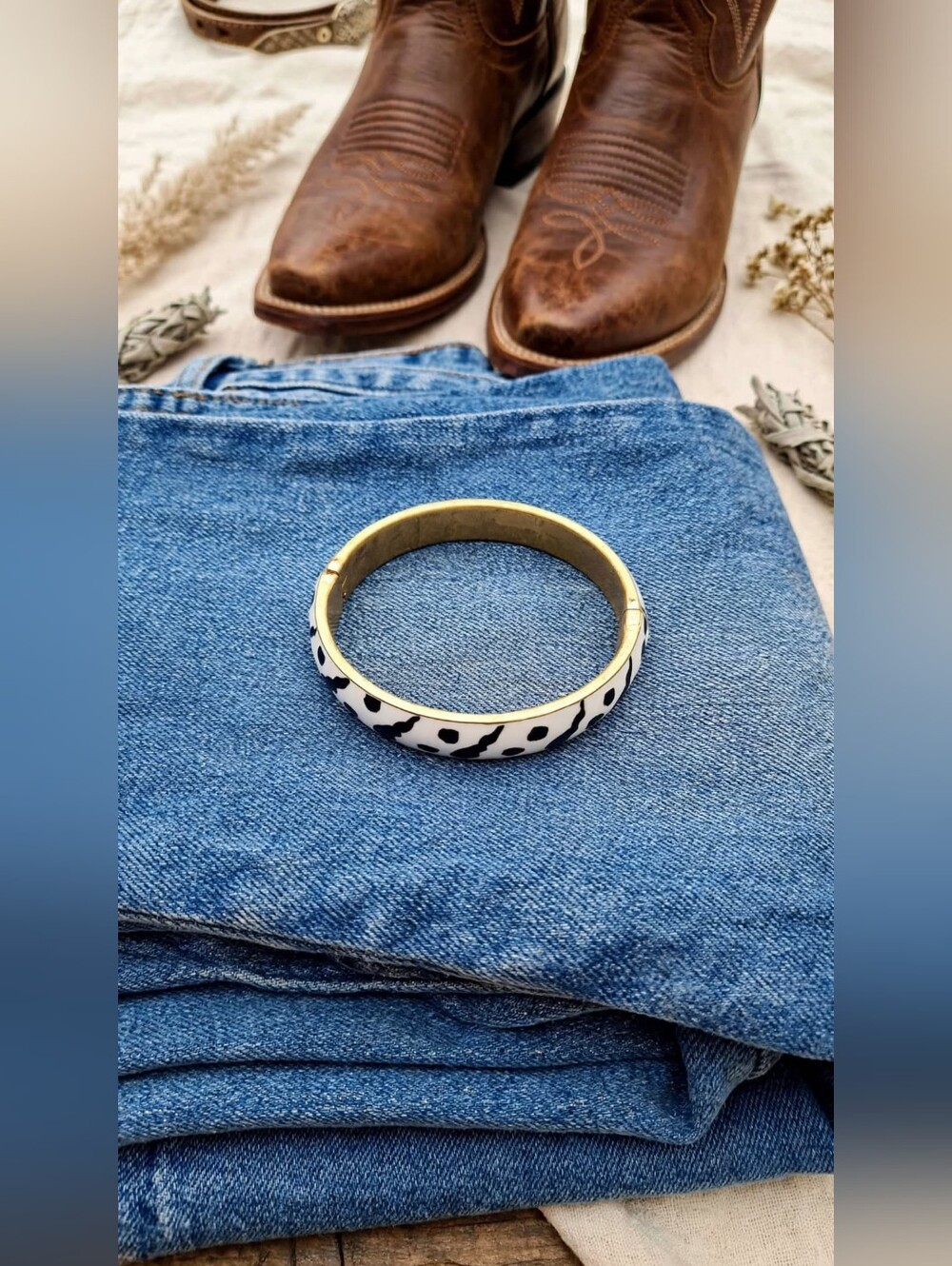 White and Black Cow Print Bracelet